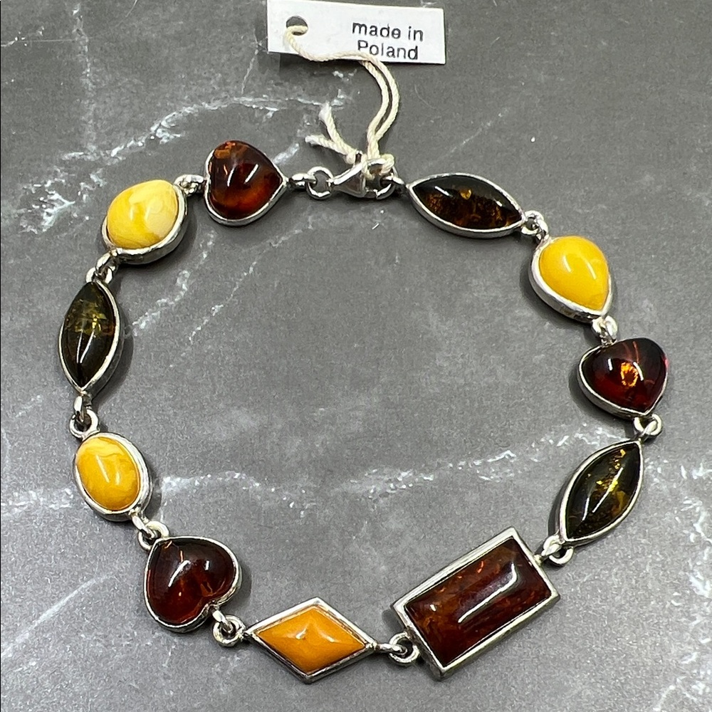 Vintage 925 Baltic Amber Bracelet - Poland